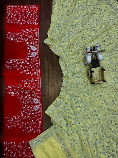 Wedding Wear Faux Georgette Sequence Lehenga Choli  Designer Lehenga Choli