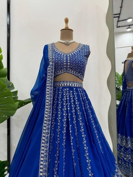 Wedding Wear Faux Georgette Sequence Work Lehenga Choli  Designer Lehenga Choli