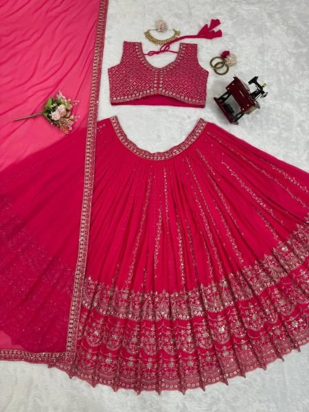 Wedding Wear Faux Georgette Sequence Work Lehenga Choli  Designer Lehenga Choli