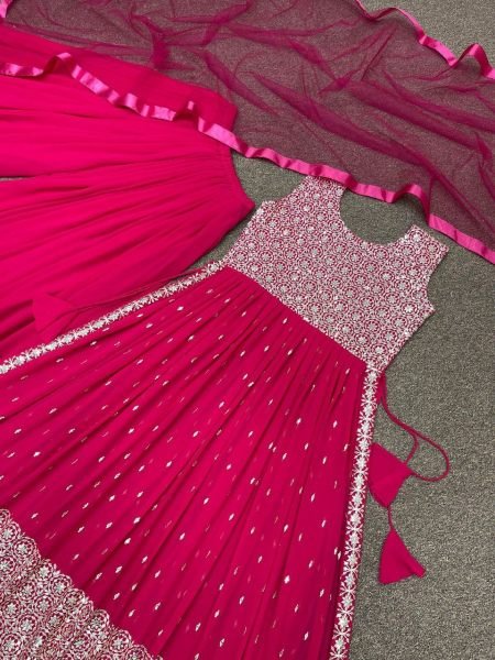 Wedding Wear Fox Georgette Kurti Plazzo Set  Ready To Wear Collection