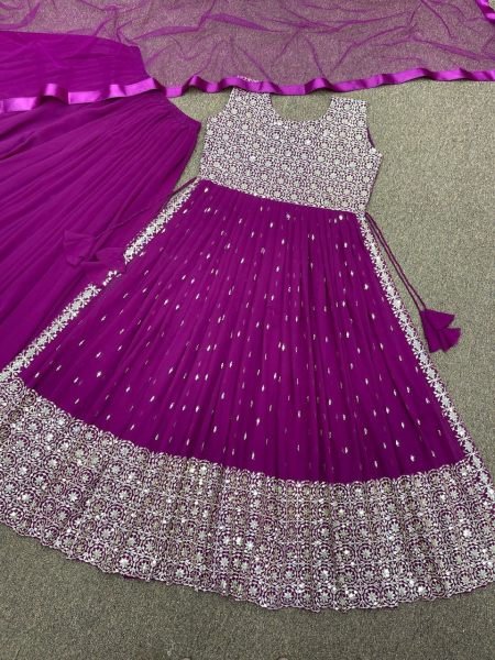 Wedding Wear Fox Georgette Kurti Plazzo Set  Ready To Wear Collection