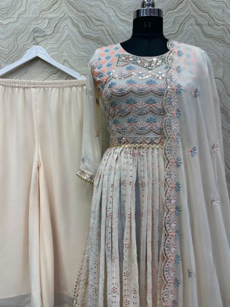 Wedding Wear Georgette Embroidery Plazzo Set  Ready To Wear Collection