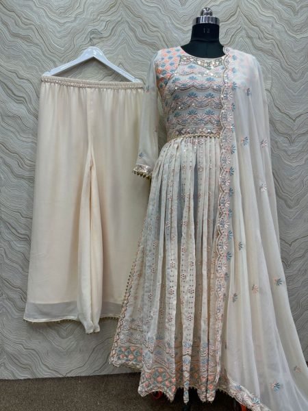 Wedding Wear Georgette Embroidery Plazzo Set  Ready To Wear Collection