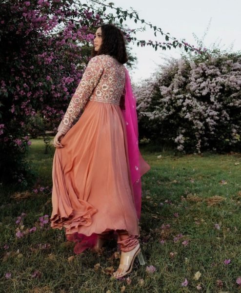 Wedding Wear Georgette Embroidery Work Gown Pant   Dupatta 3 Piece Kurti Set