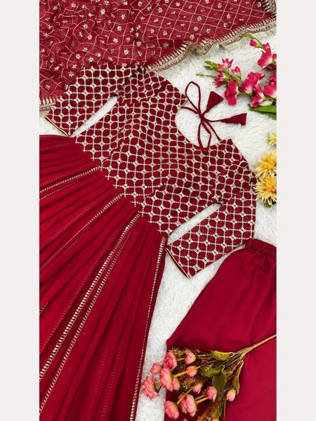 Wedding Wear Georgette Gown Pant With Dupatta  Ready To Wear Collection