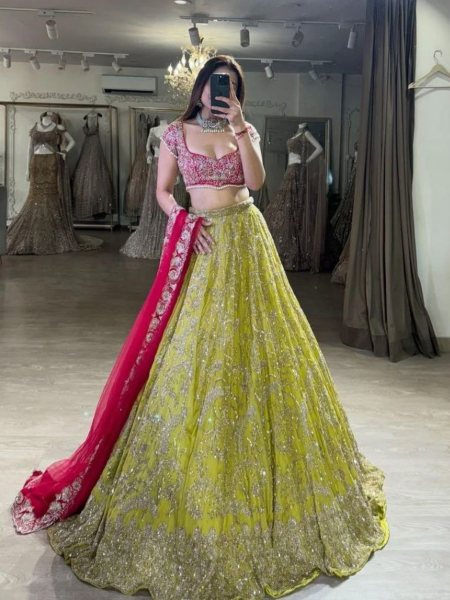 Wedding Wear Georgette Sequence Work Lehenga Choli  Lehenga