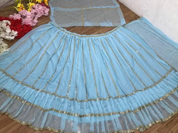 Wedding Wear Georgette Sequence Zari Design Lehenga Choli Designer Lehenga Choli