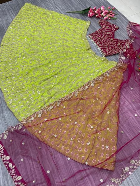 Wedding Wear Georgette Sequence Work Lehenga Choli Designer Lehenga Choli