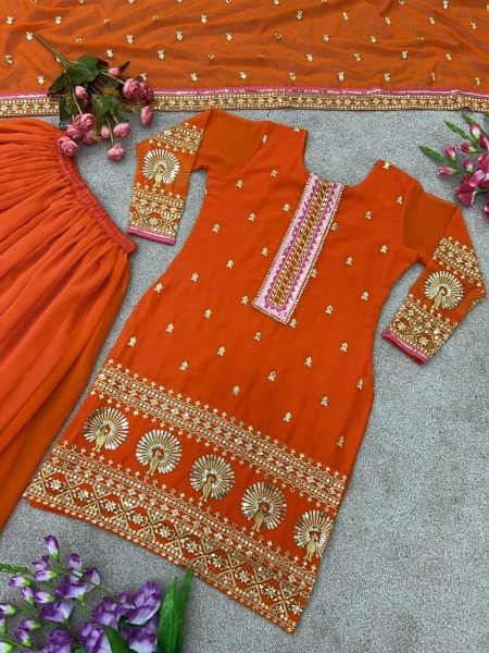 Wedding Wear Heavy Embroidered Palazzo Suit    Ready To Wear Collection