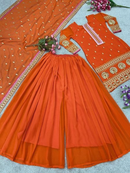 Wedding Wear Heavy Embroidered Palazzo Suit    Ready To Wear Collection