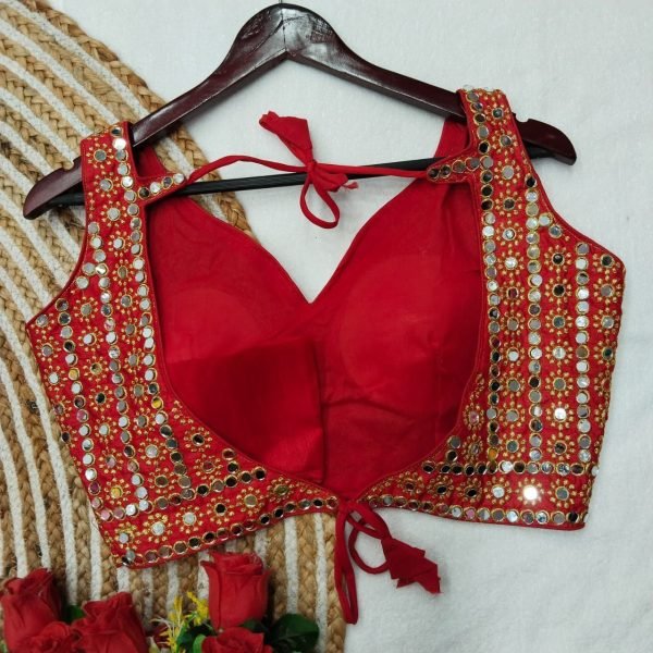 Wedding Wear Heavy Embroidery Work Blouse With Mirror Work  Blouse Collection