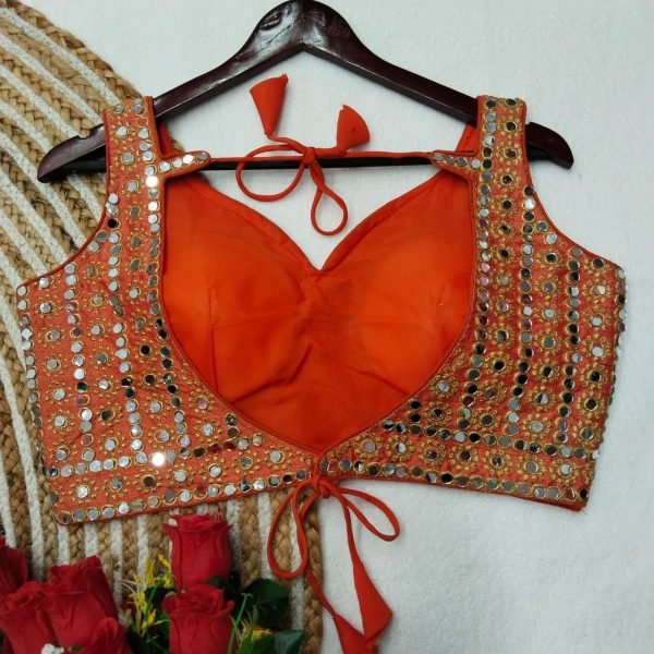 Wedding Wear Heavy Embroidery Work Blouse With Mirror Work  Blouse Collection