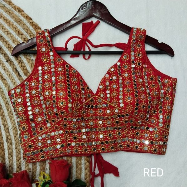 Wedding Wear Heavy Embroidery Work Blouse With Mirror Work  Blouse Collection