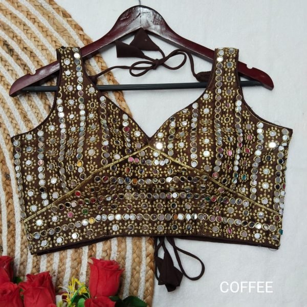 Wedding Wear Heavy Embroidery Work Blouse With Mirror Work  Blouse Collection