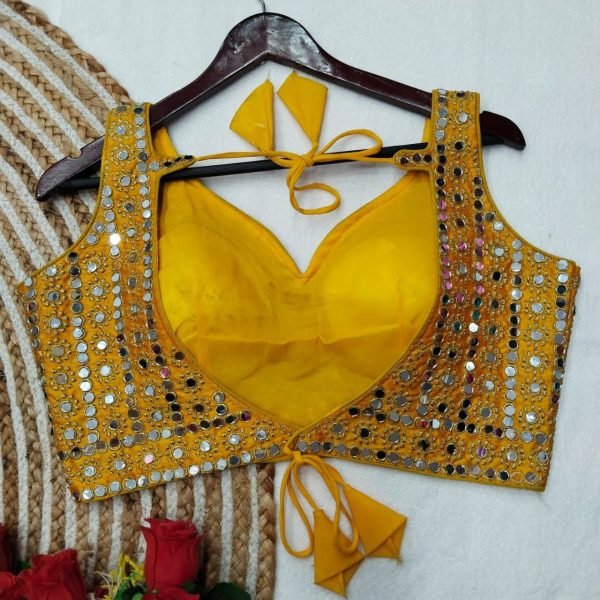 Wedding Wear Heavy Embroidery Work Blouse With Mirror Work  Blouse Collection