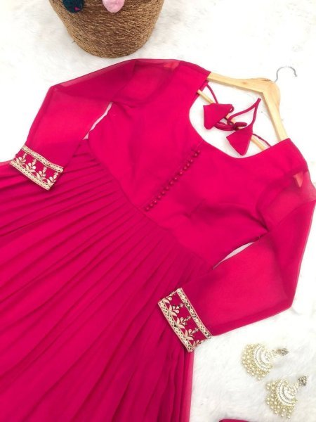 Wedding Wear Heavy Fox Georgette With Embroidery Work Gown With Dupatta  Kurti With Dupatta Wholesale