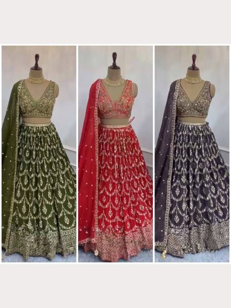 Wedding Wear Heavy Sequence Embroidered Work Lehenga Choli Collection  Designer Lehenga Choli