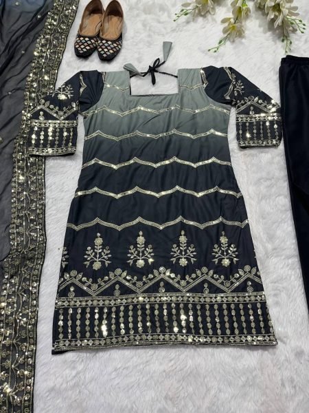 Wedding Wear Heavy Silk Printed Embroidery Suit Collection 3 Piece Kurti Set