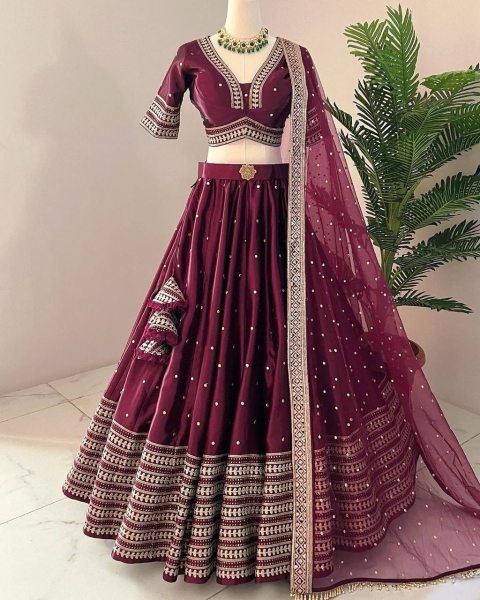 Wedding Wear Japan Satin Sequence Work Lehenga Choli  Designer Lehenga Choli