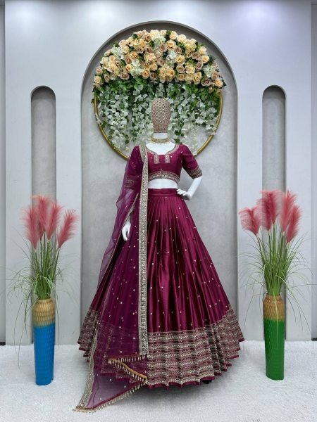 Wedding Wear Japan Satin Sequence Work Lehenga Choli  Designer Lehenga Choli