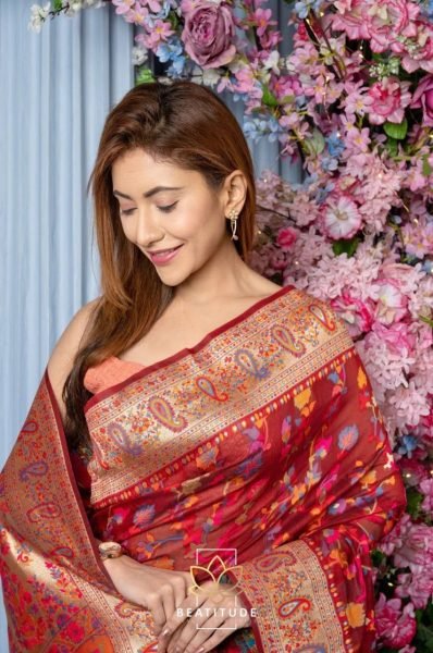 Wedding Wear Kashmiri  Weaving Banarasi Soft Silk Saree  Banarasi Saree Wholesale