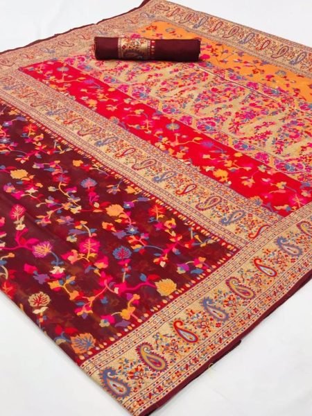 Wedding Wear Kashmiri  Weaving Banarasi Soft Silk Saree  Banarasi Saree Wholesale