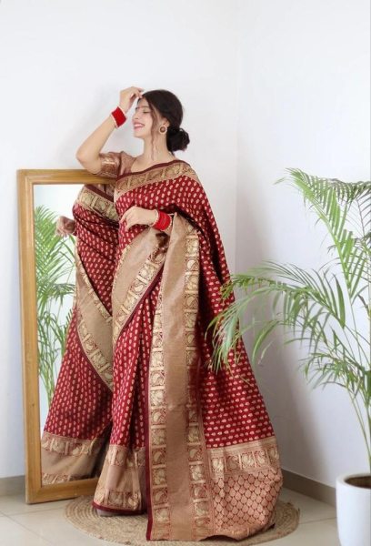 Wedding Wear Litchi Silk Banarasi Saree  Banarasi Saree Wholesale