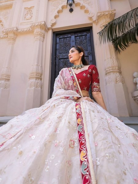 Wedding Wear Organza Embroidery Lace Broder Work Lehenga Choli Designer Lehenga Choli