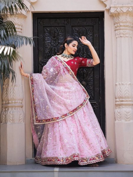 Wedding Wear Organza Embroidery Lace Broder Work Lehenga Choli Designer Lehenga Choli