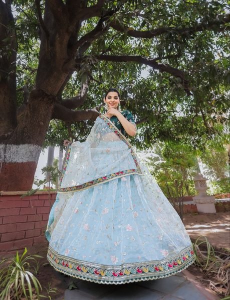 Wedding Wear Organza Embroidery Lace Broder Work Lehenga Choli Designer Lehenga Choli