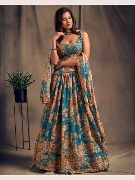 Wedding Wear Organza Lehenga Choli With Sequence Work  Designer Lehenga Choli