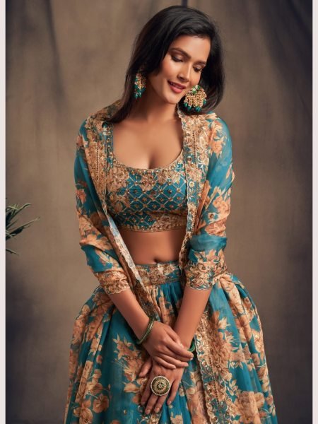 Wedding Wear Organza Lehenga Choli With Sequence Work  Designer Lehenga Choli