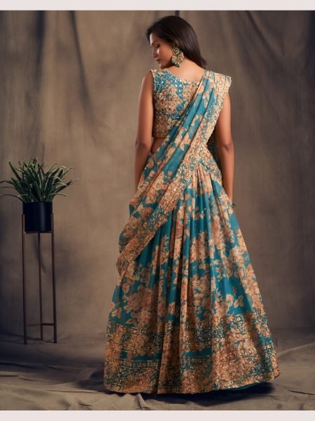 Wedding Wear Organza Lehenga Choli With Sequence Work  Designer Lehenga Choli