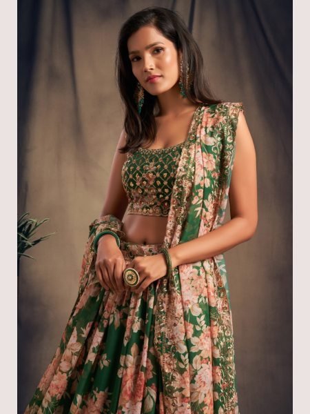 Wedding Wear Organza Lehenga Choli With Sequence Work  Designer Lehenga Choli