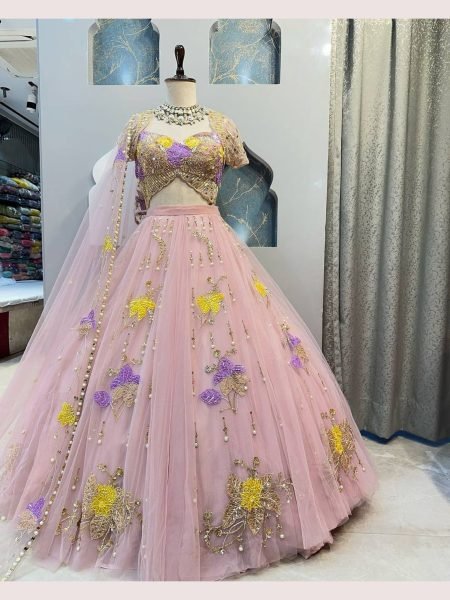 Wedding Wear Tabby Silk Embroidery Work Lehenga Choli  Designer Lehenga Choli