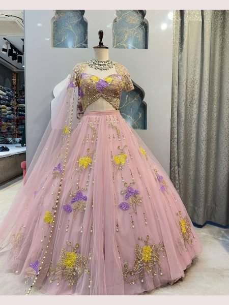 Wedding Wear Tabby Silk Embroidery Work Lehenga Choli  Designer Lehenga Choli
