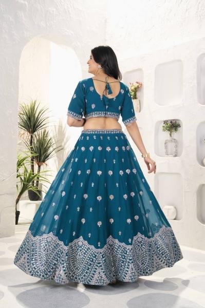 Wedding Wear Teal Color Faux Georgette With Sequence Work Beautiful Lehenga Choli By Royal Export  Designer Lehenga Choli