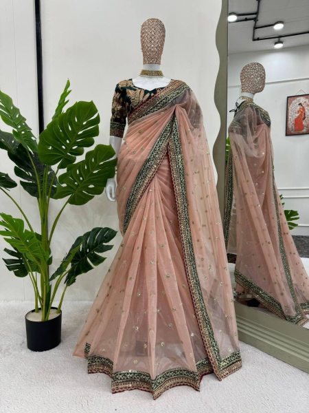 Wedding Wear Twil Net Saree With  Sequnce work Designer Wedding Sarees Wholesale