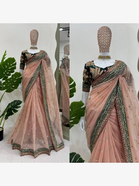 Wedding Wear Twil Net Saree With  Sequnce work Designer Wedding Sarees Wholesale