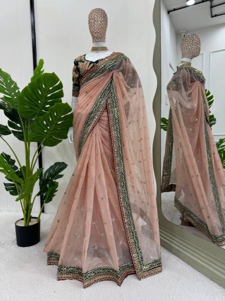 Wedding Wear Twil Net Saree With  Sequnce work Designer Wedding Sarees Wholesale