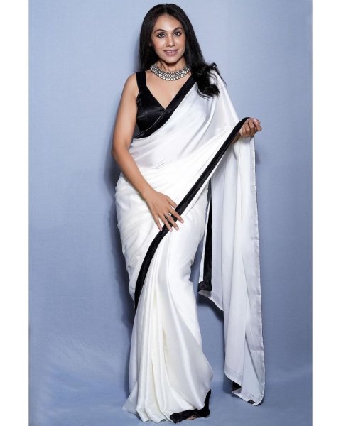 White Color Japan Satin Saree  Cotton Sarees Wholesale