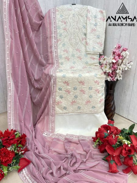 White Color Rayon Cotton With Heavy Embroidered Suits  Embroidery Suits Wholesale