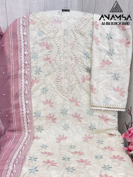 White Color Rayon Cotton With Heavy Embroidered Suits  Embroidery Suits Wholesale