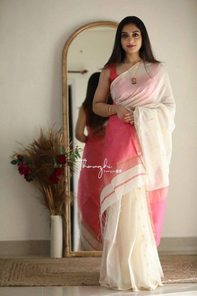 White Color Soft Lilan Saree Linen Sarees Wholesale