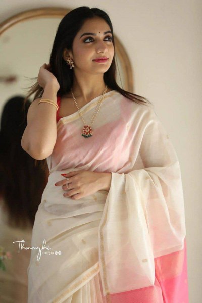 White Color Soft Lilan Saree Linen Sarees Wholesale