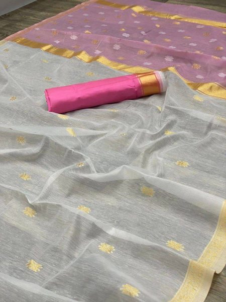 White Color Soft Lilan Saree Linen Sarees Wholesale