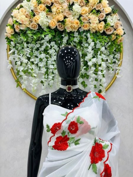 White Color Tibby Silk Ready To Wear Saree Silk Sarees Wholesale