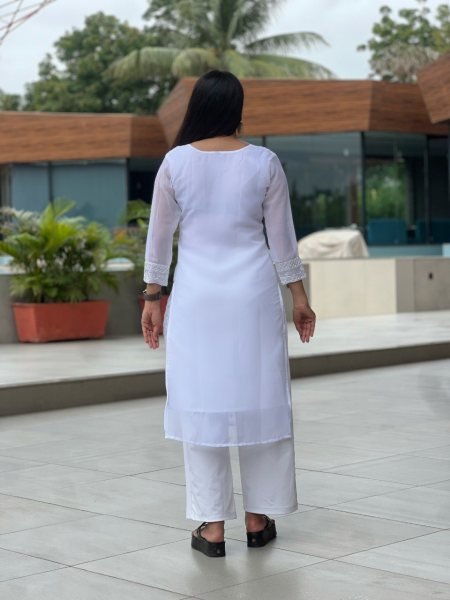 Premium Georgette Chikankari Kurti Designer Ethnic Wear for Women Georgette Kurti 