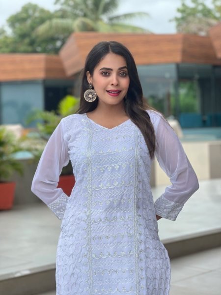 Premium Georgette Chikankari Kurti Designer Ethnic Wear for Women Georgette Kurti 