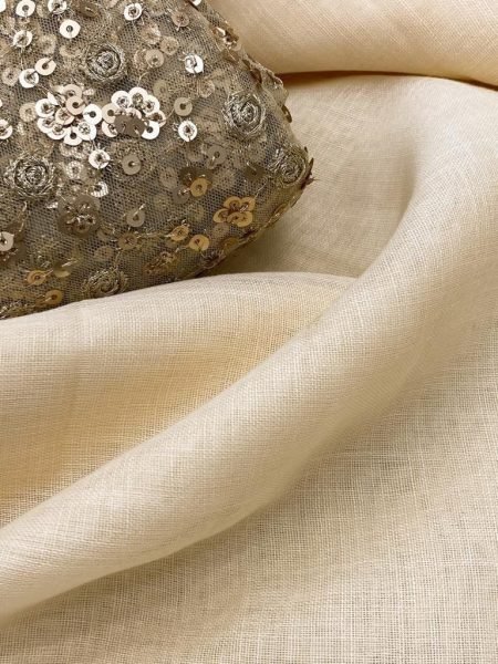 White linen Saree with woven zari jacq design Blouse Linen Sarees Wholesale